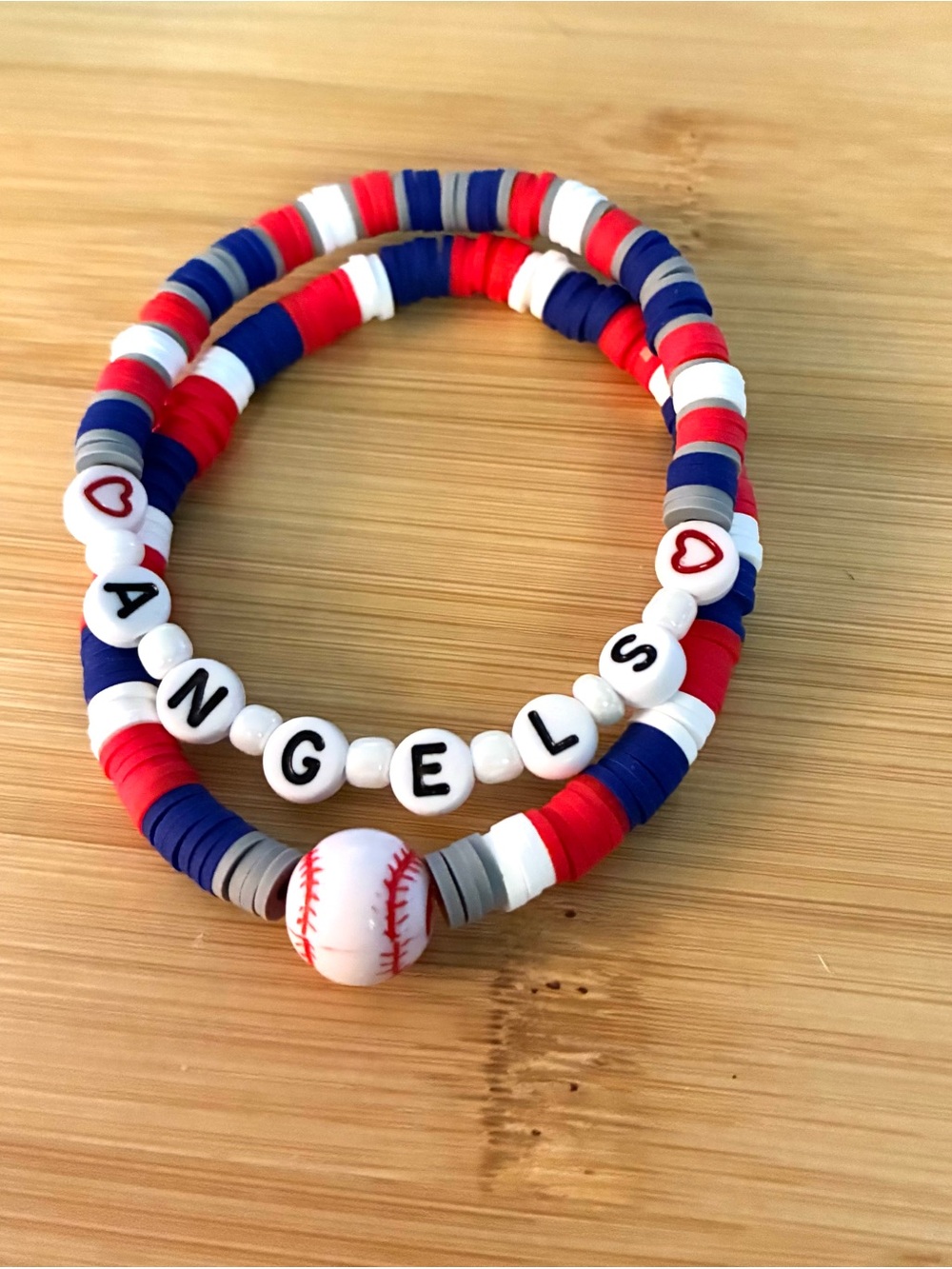 Angels Red White & Blue Beaded Bracelet Set